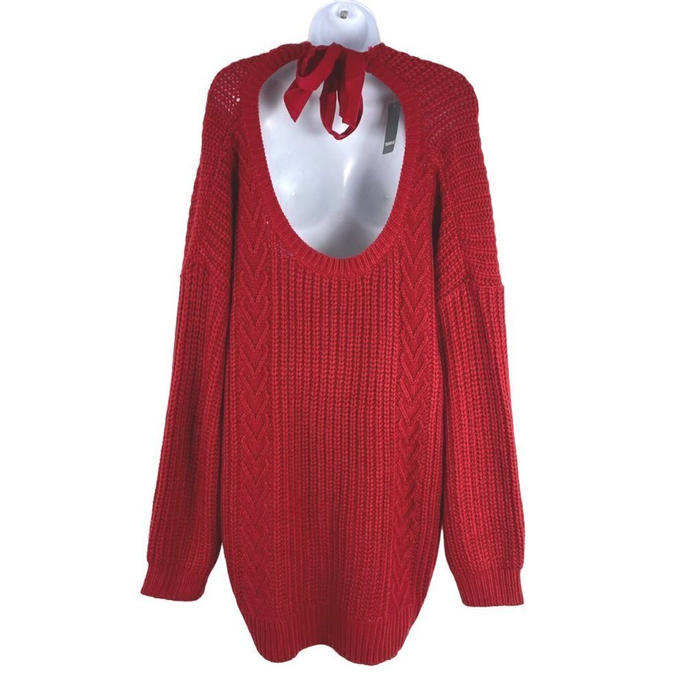 torrid Red Open-Back Cable Knit Sweater